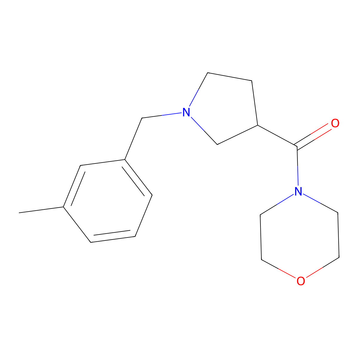 4-{1-[(3-Methylphenyl)methyl]pyrrolidine-3-carbonyl}morpholine molecular structure, CAS 2877764-24-2
