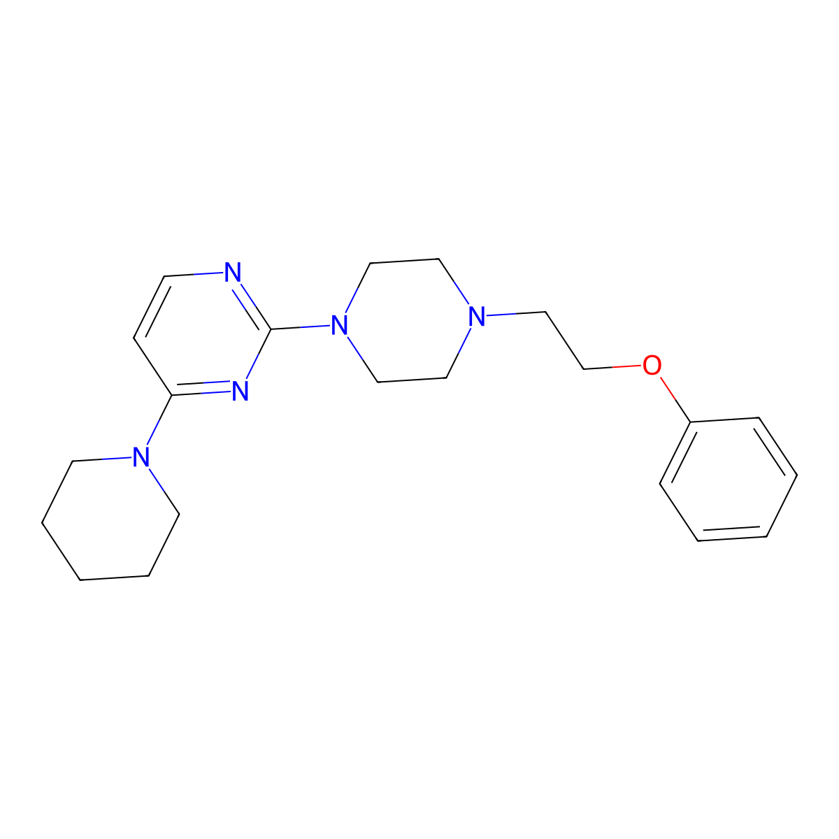 2-[4-(2-Phenoxyethyl)piperazin-1-yl]-4-(piperidin-1-yl)pyrimidine molecular structure, CAS 2877764-26-4