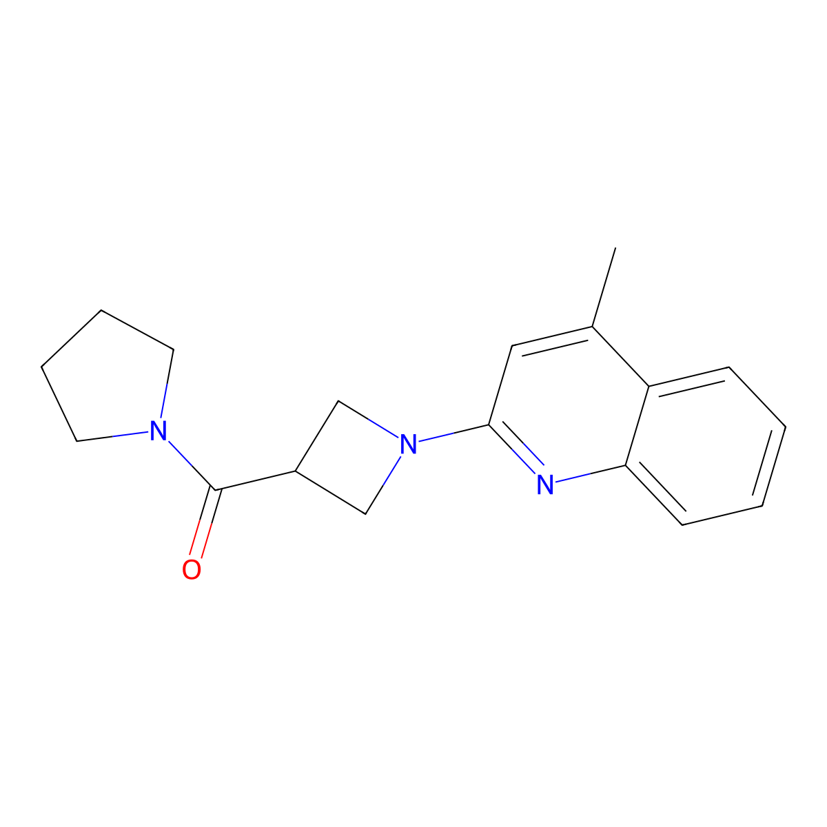 4-Methyl-2-[3-(pyrrolidine-1-carbonyl)azetidin-1-yl]quinoline molecular structure, CAS 2877764-29-7