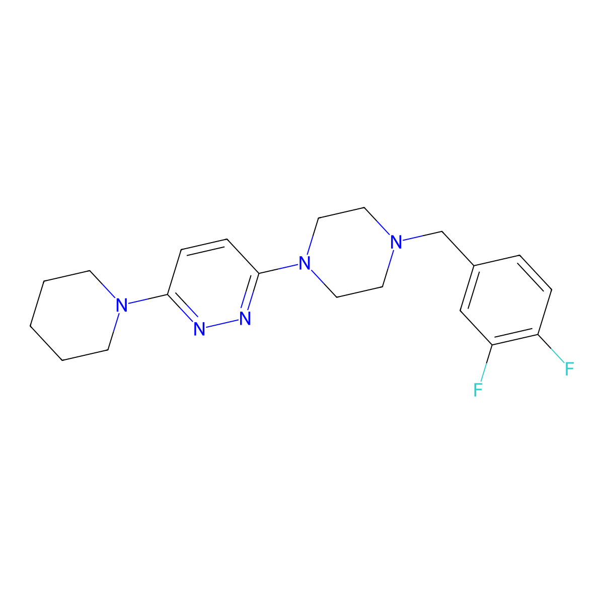 3-{4-[(3,4-Difluorophenyl)methyl]piperazin-1-yl}-6-(piperidin-1-yl)pyridazine molecular structure, CAS 2877764-31-1