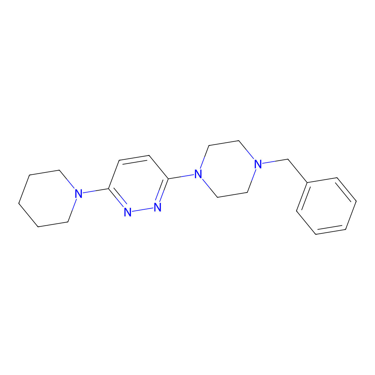 3-(4-Benzylpiperazin-1-yl)-6-(piperidin-1-yl)pyridazine molecular structure, CAS 2877764-33-3
