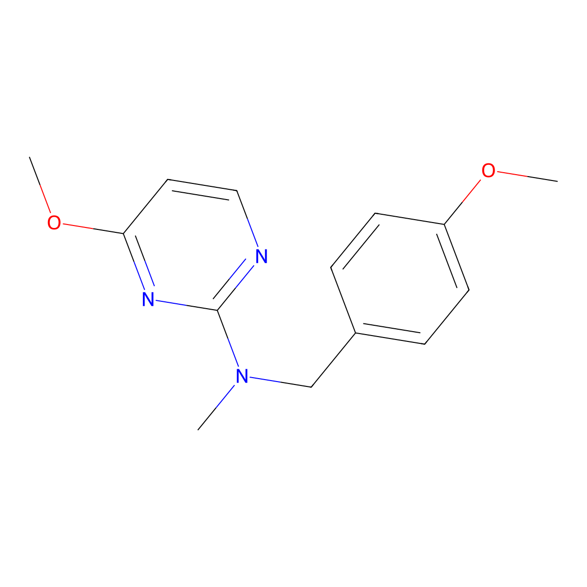 4-methoxy-N-[(4-methoxyphenyl)methyl]-N-methylpyrimidin-2-amine molecular structure, CAS 2877764-37-7