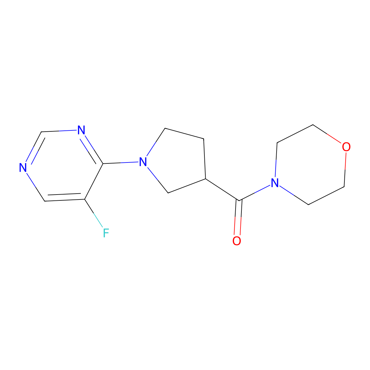 4-[1-(5-Fluoropyrimidin-4-yl)pyrrolidine-3-carbonyl]morpholine molecular structure, CAS 2877764-47-9