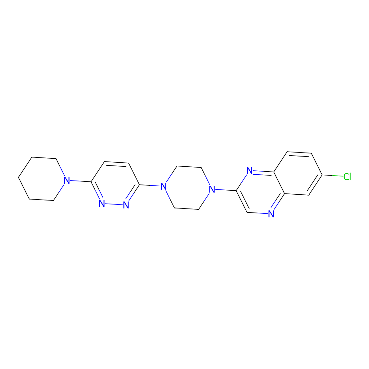 6-Chloro-2-{4-[6-(piperidin-1-yl)pyridazin-3-yl]piperazin-1-yl}quinoxaline molecular structure, CAS 2877764-48-0