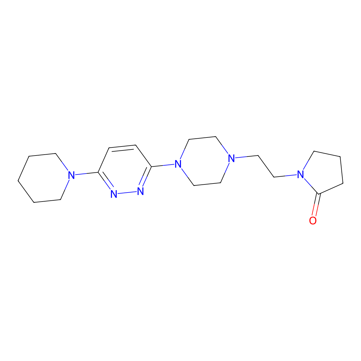 1-(2-{4-[6-(Piperidin-1-yl)pyridazin-3-yl]piperazin-1-yl}ethyl)pyrrolidin-2-one molecular structure, CAS 2877764-50-4
