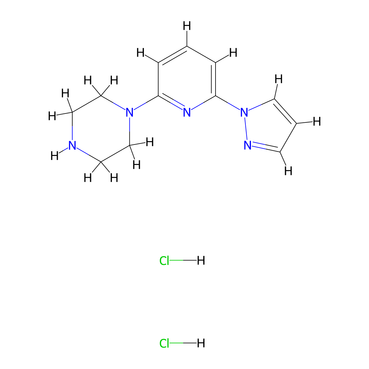 1-[6-(1H-pyrazol-1-yl)pyridin-2-yl]piperazine dihydrochloride molecular structure, CAS 2877764-58-2