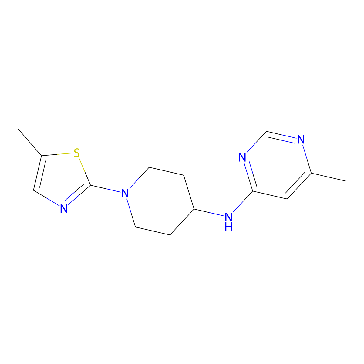 6-methyl-N-[1-(5-methyl-1,3-thiazol-2-yl)piperidin-4-yl]pyrimidin-4-amine molecular structure, CAS 2877764-62-8