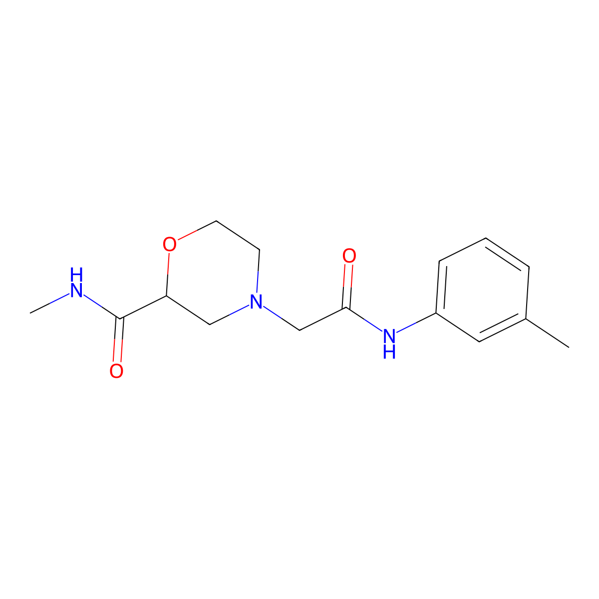 N-methyl-4-{[(3-methylphenyl)carbamoyl]methyl}morpholine-2-carboxamide molecular structure, CAS 2877764-63-9