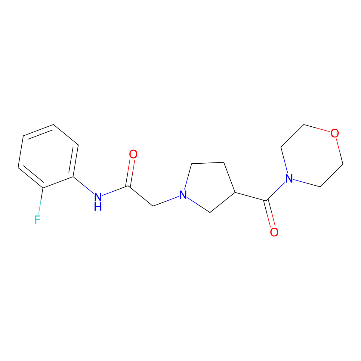 N-(2-fluorophenyl)-2-[3-(morpholine-4-carbonyl)pyrrolidin-1-yl]acetamide molecular structure, CAS 2877764-67-3