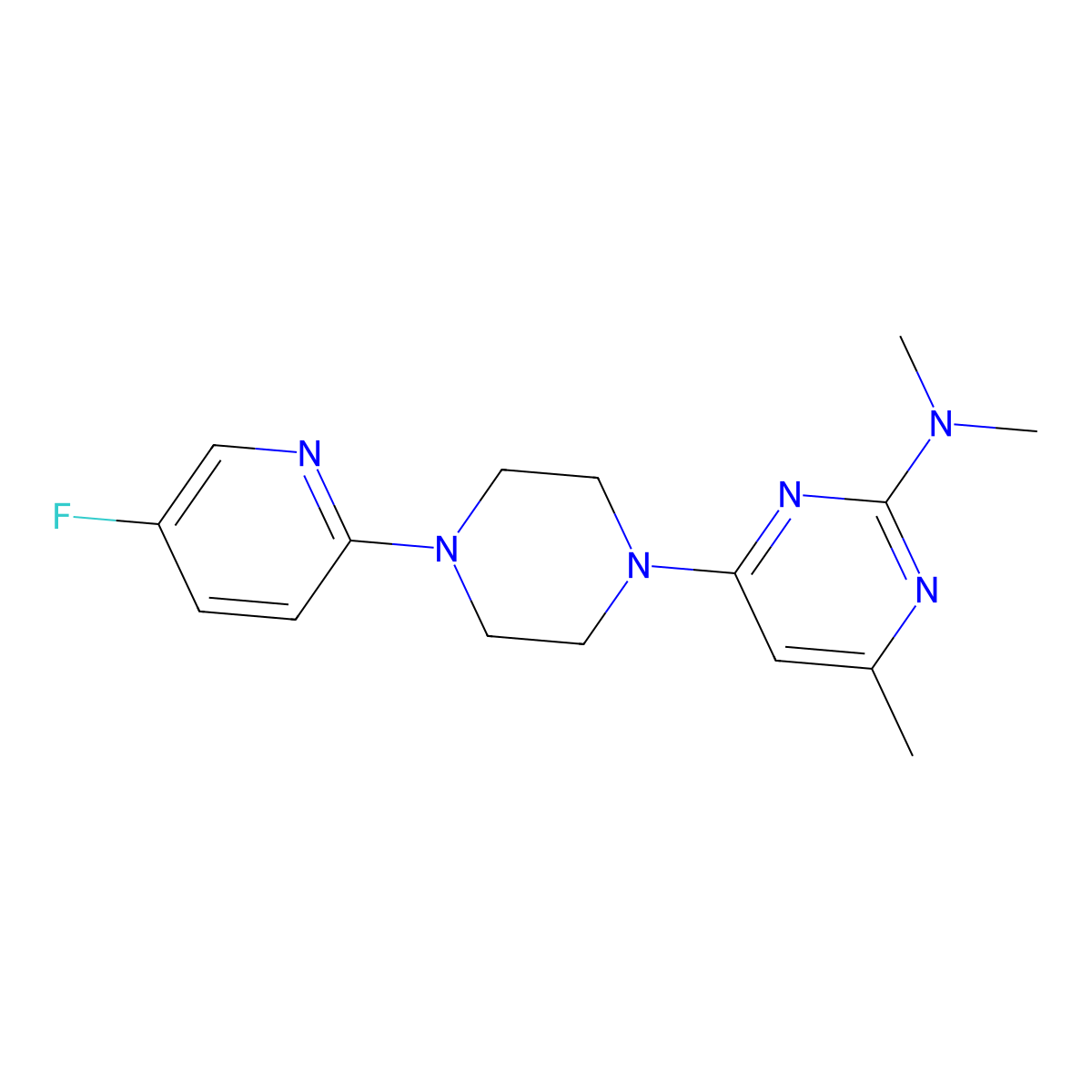 4-[4-(5-fluoropyridin-2-yl)piperazin-1-yl]-N,N,6-trimethylpyrimidin-2-amine molecular structure, CAS 2877764-72-0