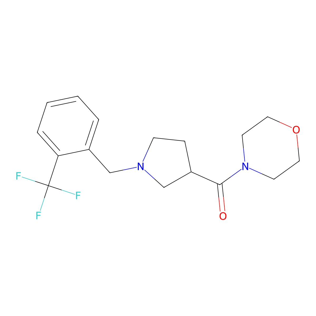 4-(1-{[2-(Trifluoromethyl)phenyl]methyl}pyrrolidine-3-carbonyl)morpholine molecular structure, CAS 2877764-73-1