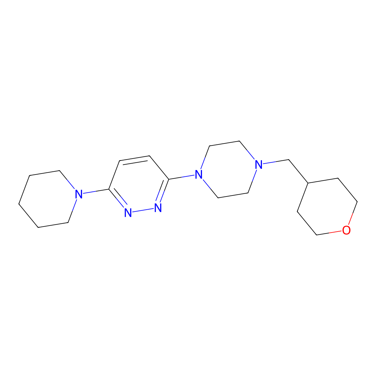 3-{4-[(Oxan-4-yl)methyl]piperazin-1-yl}-6-(piperidin-1-yl)pyridazine molecular structure, CAS 2877764-75-3