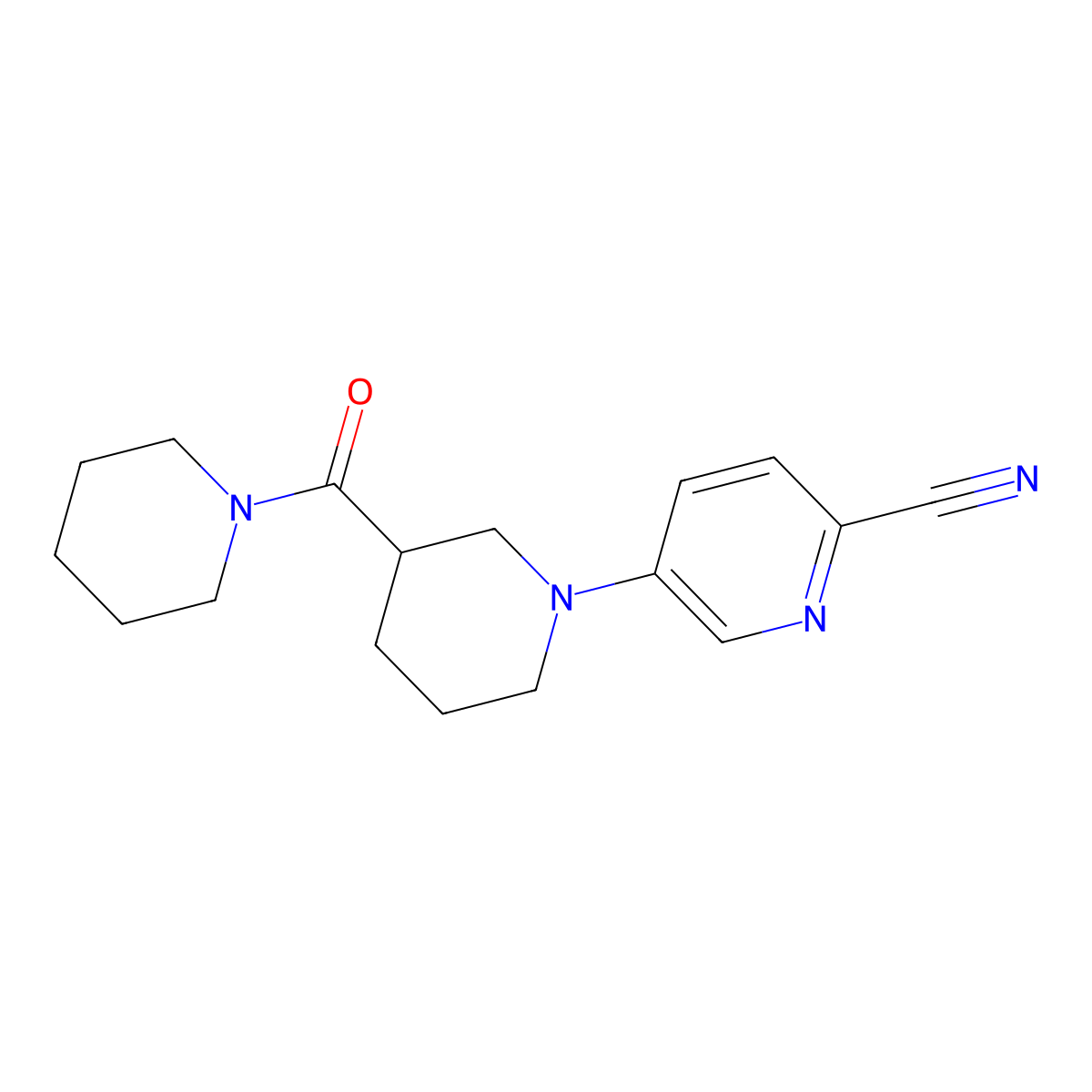 5-[3-(Piperidine-1-carbonyl)piperidin-1-yl]pyridine-2-carbonitrile molecular structure, CAS 2877764-80-0