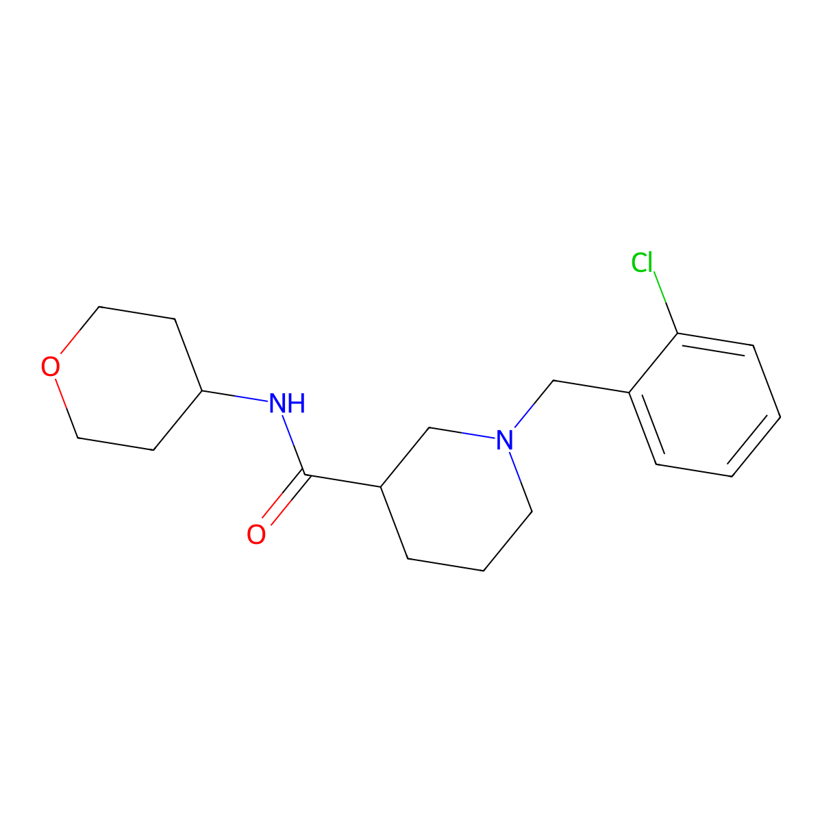 1-[(2-chlorophenyl)methyl]-N-(oxan-4-yl)piperidine-3-carboxamide molecular structure, CAS 2877764-81-1