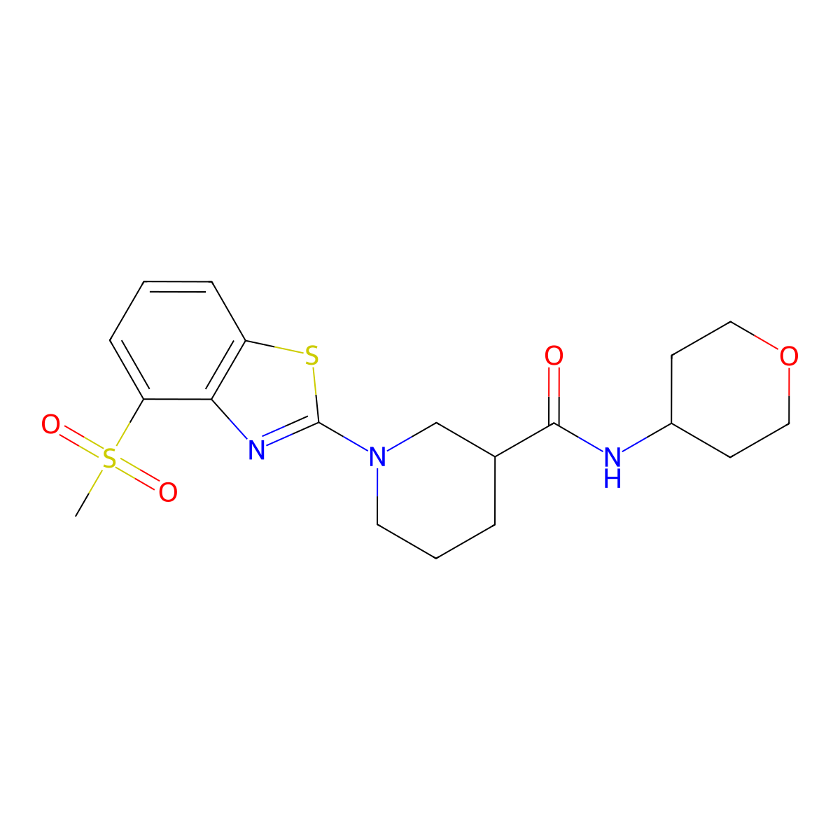 1-(4-methanesulfonyl-1,3-benzothiazol-2-yl)-N-(oxan-4-yl)piperidine-3-carboxamide molecular structure, CAS 2877764-93-5