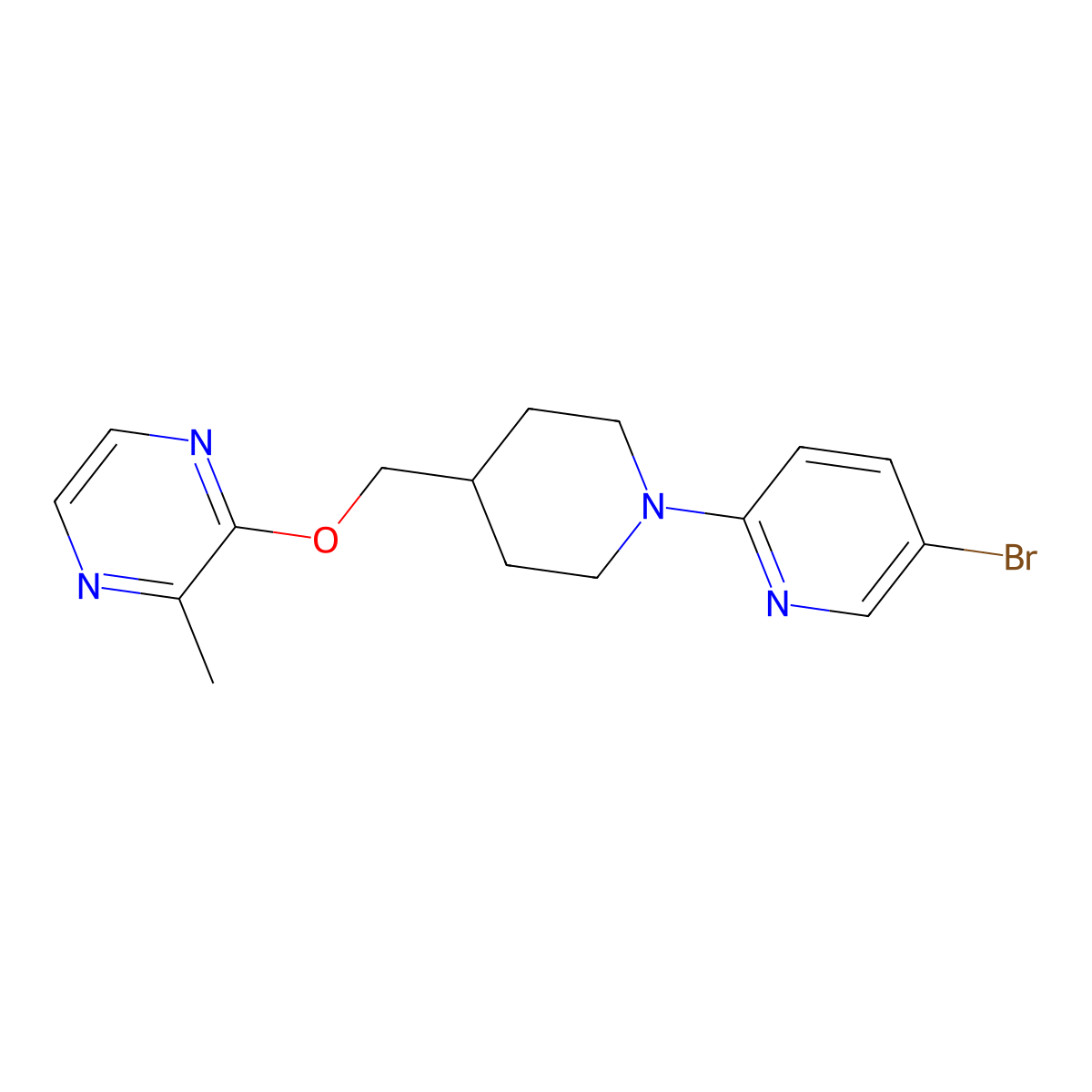 2-{[1-(5-Bromopyridin-2-yl)piperidin-4-yl]methoxy}-3-methylpyrazine molecular structure, CAS 2877764-94-6