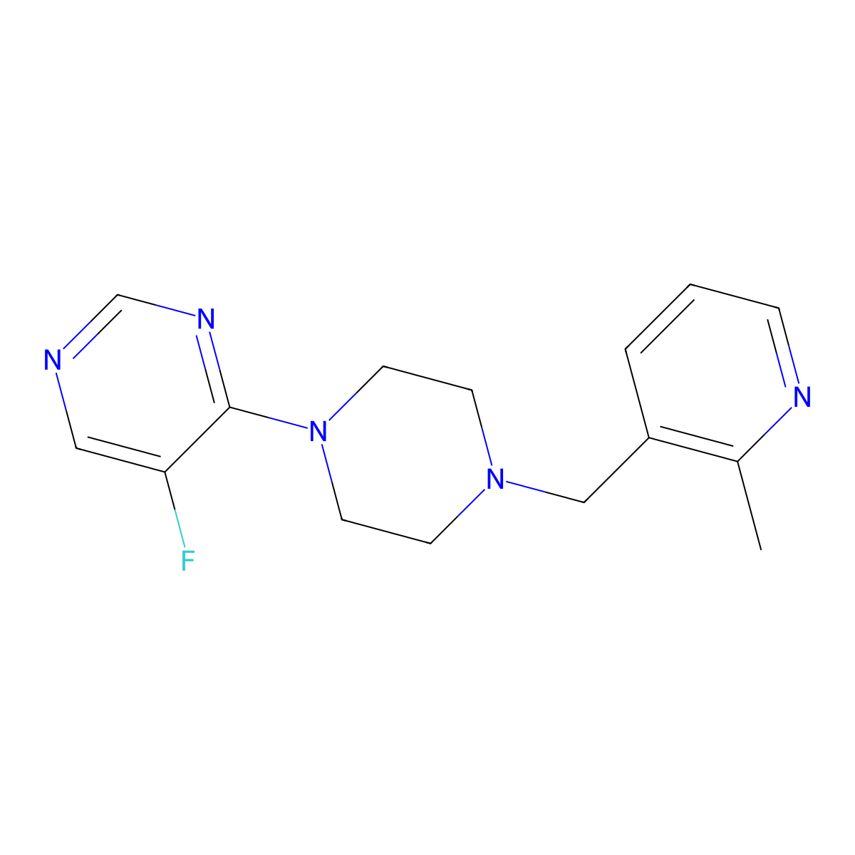 5-Fluoro-4-{4-[(2-methylpyridin-3-yl)methyl]piperazin-1-yl}pyrimidine molecular structure, CAS 2877765-01-8