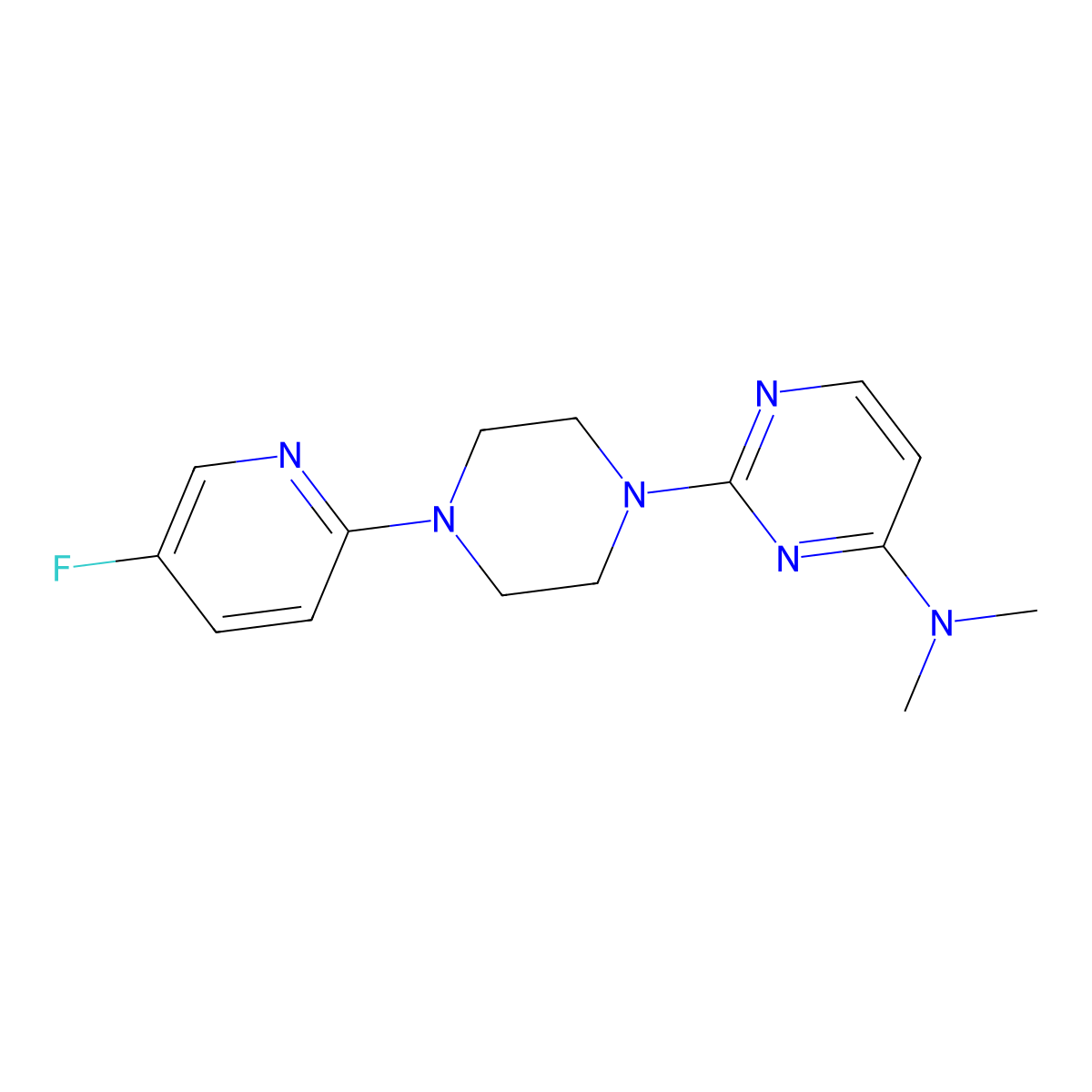 2-[4-(5-fluoropyridin-2-yl)piperazin-1-yl]-N,N-dimethylpyrimidin-4-amine molecular structure, CAS 2877765-02-9