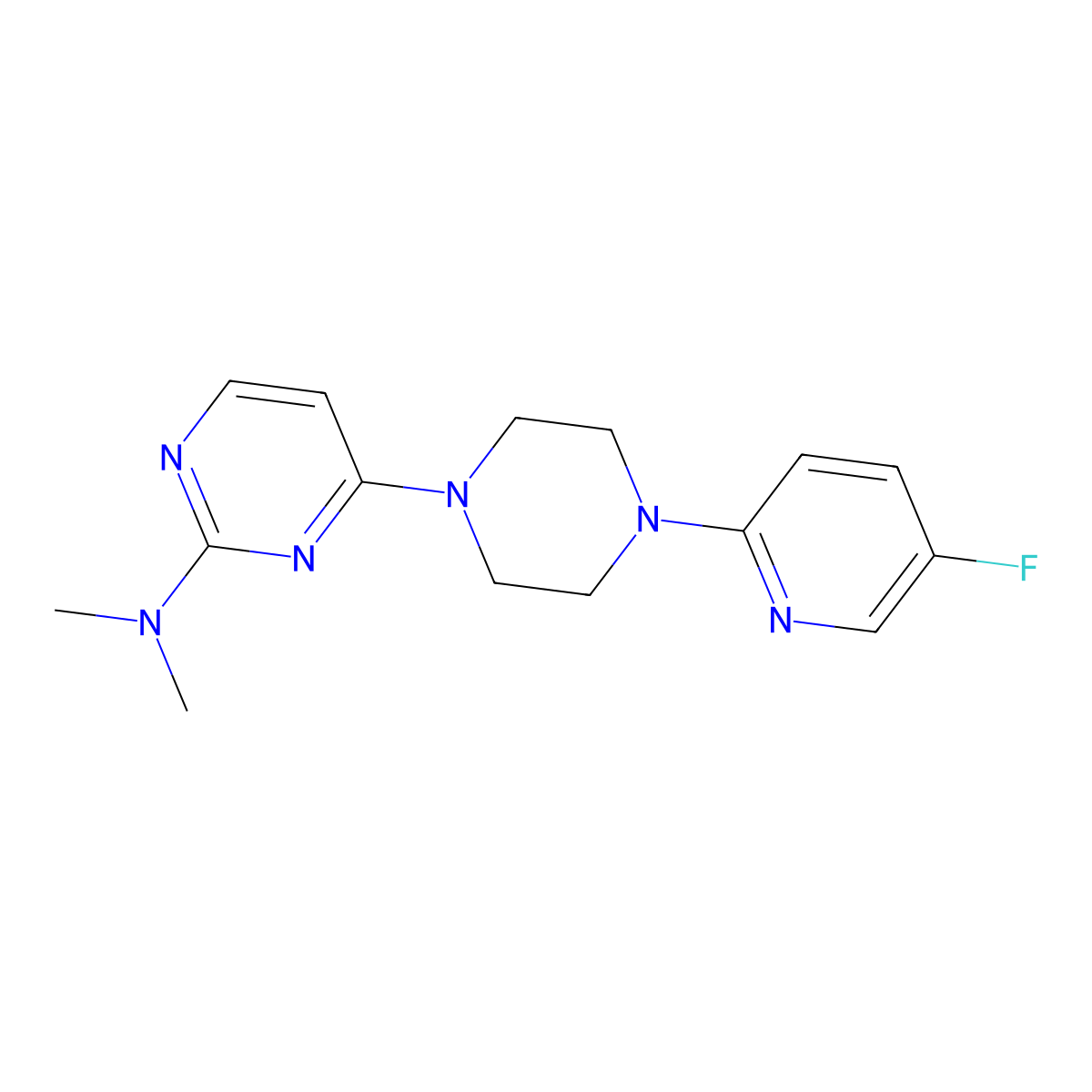 4-[4-(5-fluoropyridin-2-yl)piperazin-1-yl]-N,N-dimethylpyrimidin-2-amine molecular structure, CAS 2877765-09-6