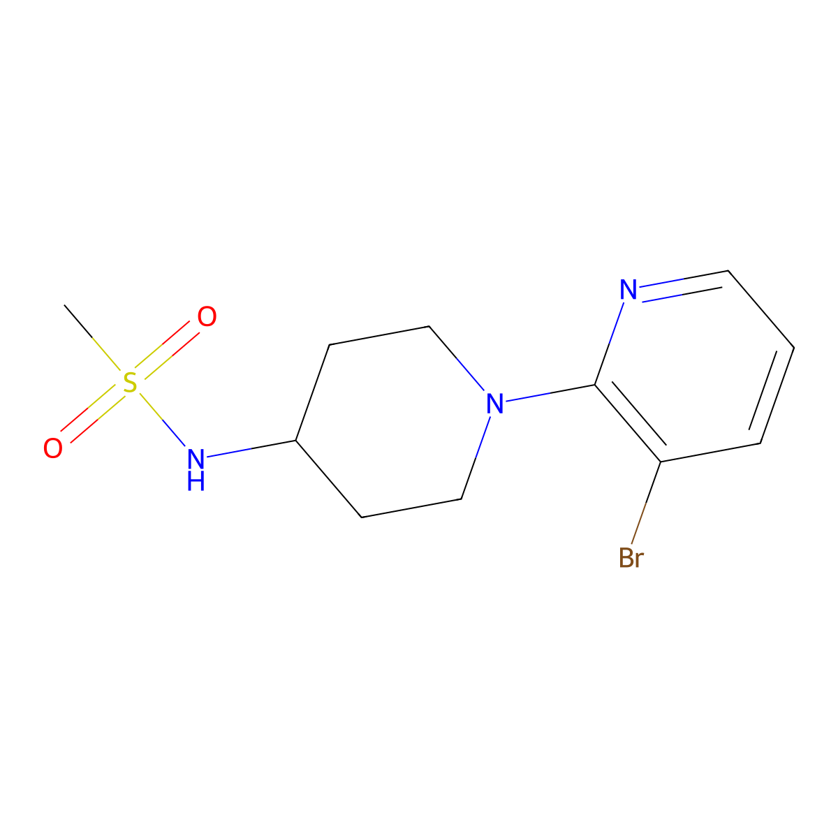 N-[1-(3-bromopyridin-2-yl)piperidin-4-yl]methanesulfonamide molecular structure, CAS 2877765-11-0