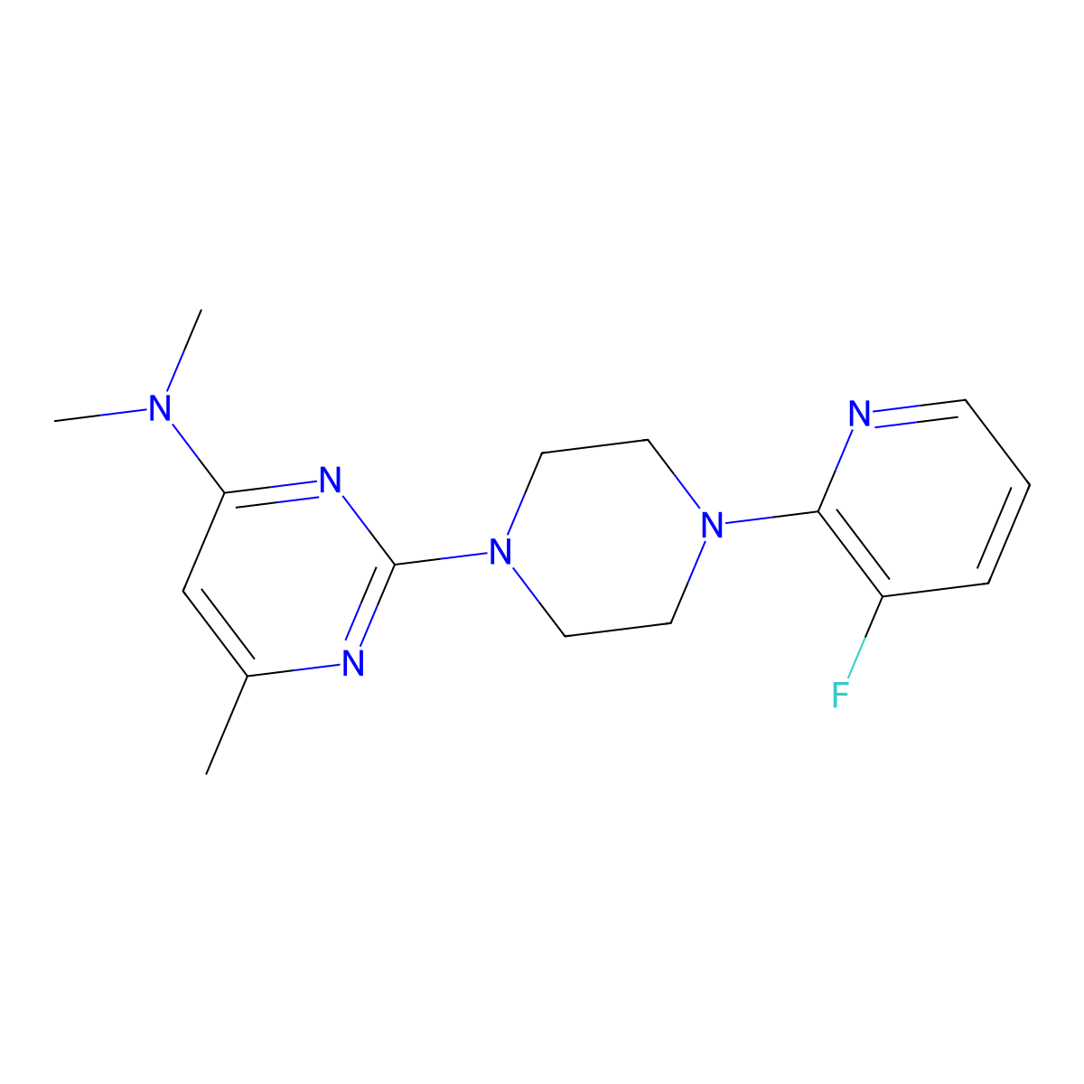 2-[4-(3-fluoropyridin-2-yl)piperazin-1-yl]-N,N,6-trimethylpyrimidin-4-amine molecular structure, CAS 2877765-31-4