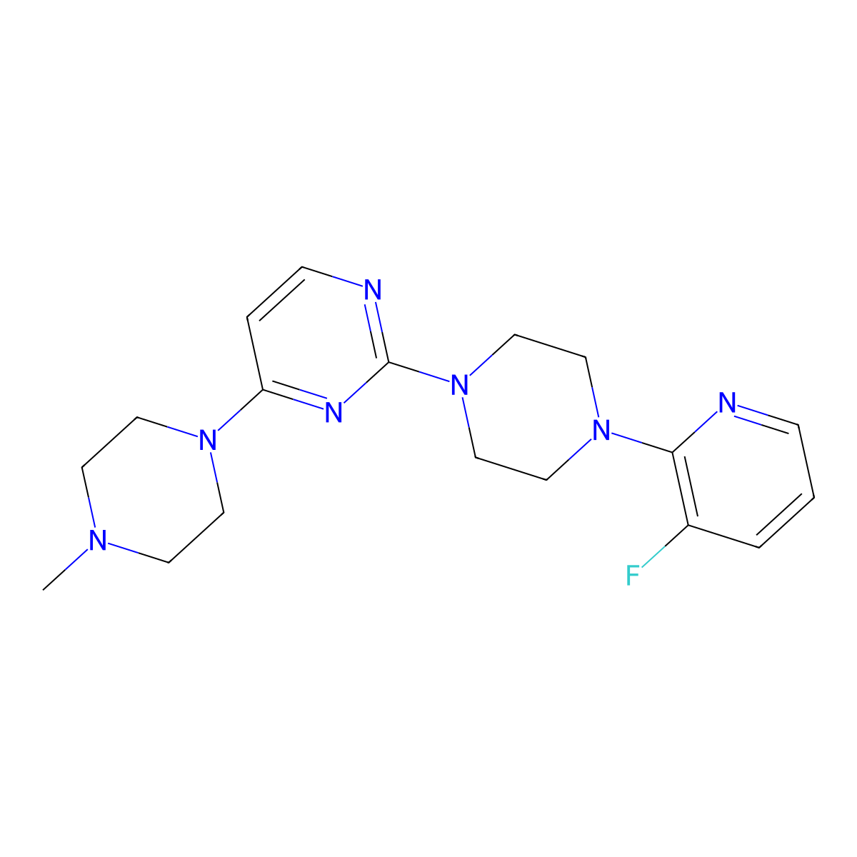 2-[4-(3-Fluoropyridin-2-yl)piperazin-1-yl]-4-(4-methylpiperazin-1-yl)pyrimidine molecular structure, CAS 2877765-35-8