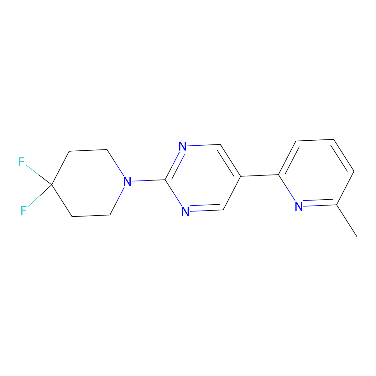 2-(4,4-Difluoropiperidin-1-yl)-5-(6-methylpyridin-2-yl)pyrimidine molecular structure, CAS 2877765-37-0