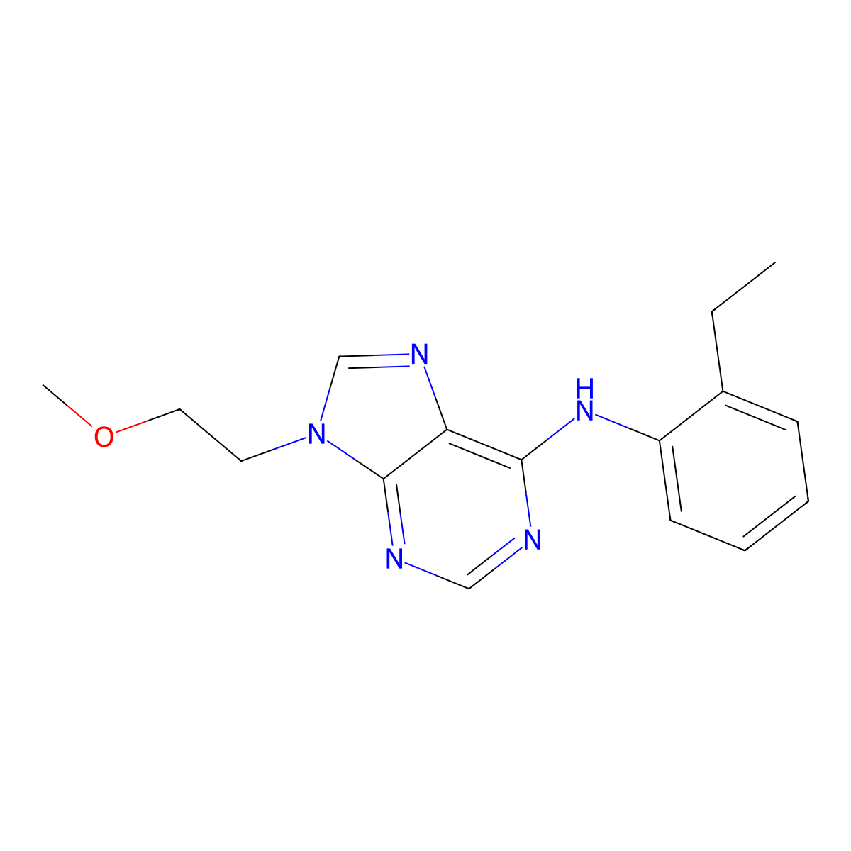 N-(2-ethylphenyl)-9-(2-methoxyethyl)-9H-purin-6-amine molecular structure, CAS 2877765-48-3