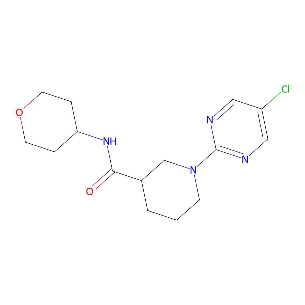 1-(5-chloropyrimidin-2-yl)-N-(oxan-4-yl)piperidine-3-carboxamide molecular structure, CAS 2877765-50-7