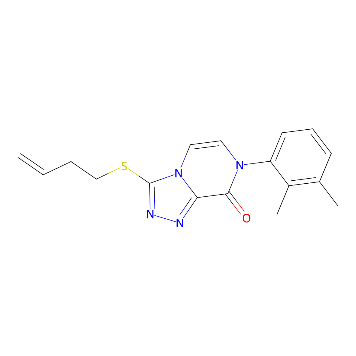 3-(but-3-en-1-ylsulfanyl)-7-(2,3-dimethylphenyl)-7H,8H-[1,2,4]triazolo[4,3-a]pyrazin-8-one molecular structure, CAS 2877765-51-8