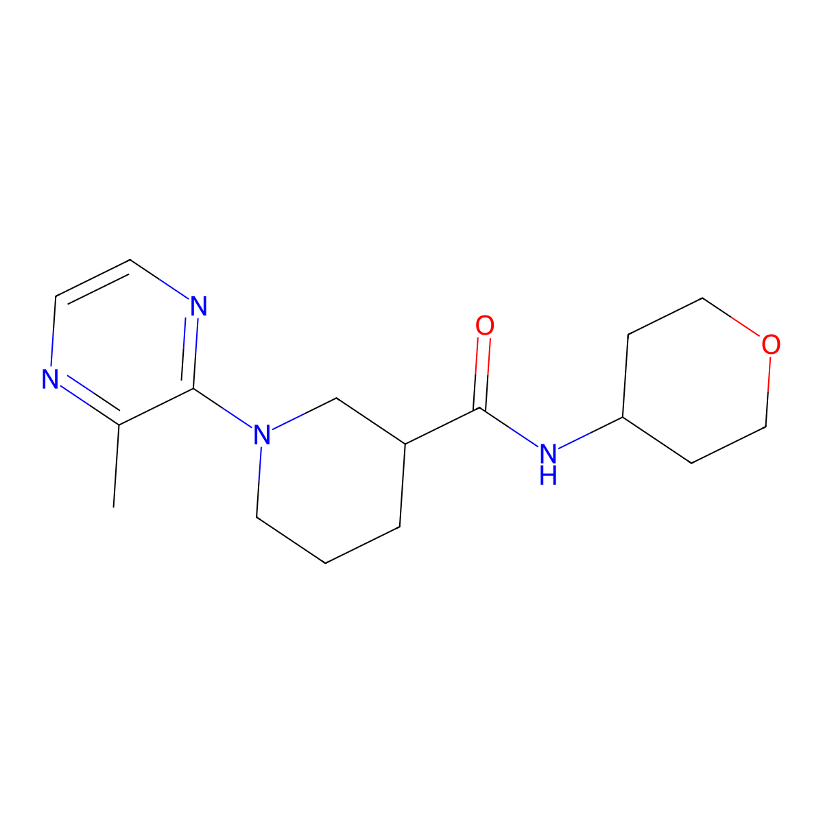 1-(3-methylpyrazin-2-yl)-N-(oxan-4-yl)piperidine-3-carboxamide molecular structure, CAS 2877765-53-0