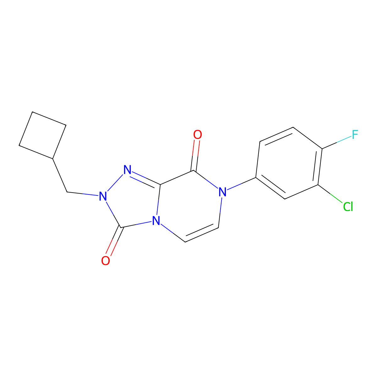 7-(3-chloro-4-fluorophenyl)-2-(cyclobutylmethyl)-2H,3H,7H,8H-[1,2,4]triazolo[4,3-a]pyrazine-3,8-dione molecular structure, CAS 2877765-57-4