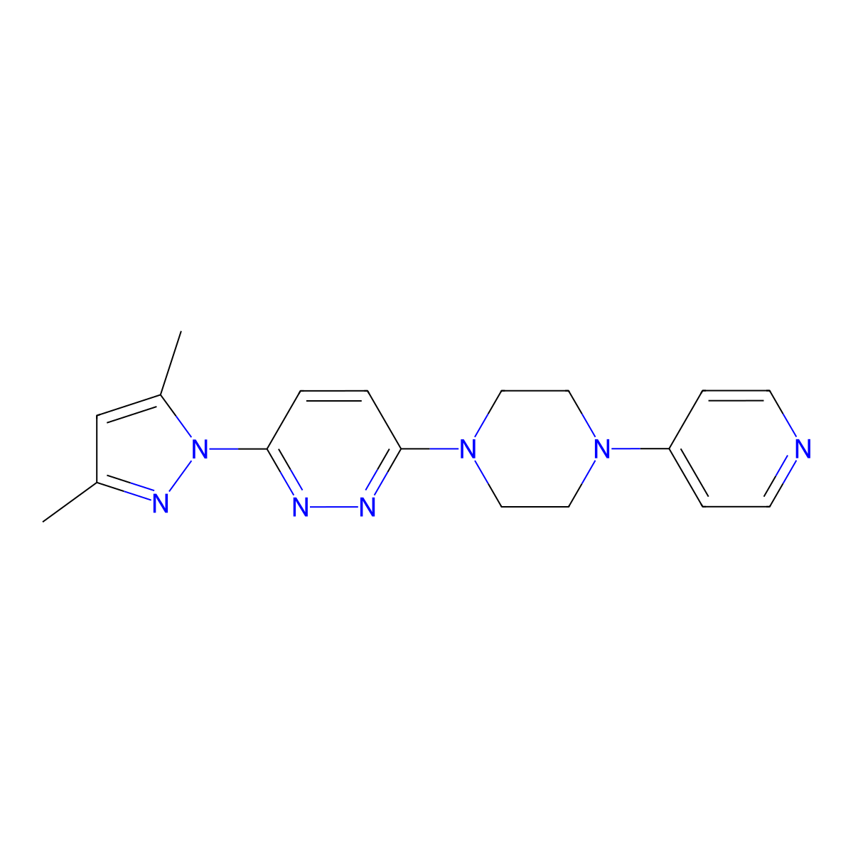 3-(3,5-dimethyl-1H-pyrazol-1-yl)-6-[4-(pyridin-4-yl)piperazin-1-yl]pyridazine molecular structure, CAS 2877765-63-2