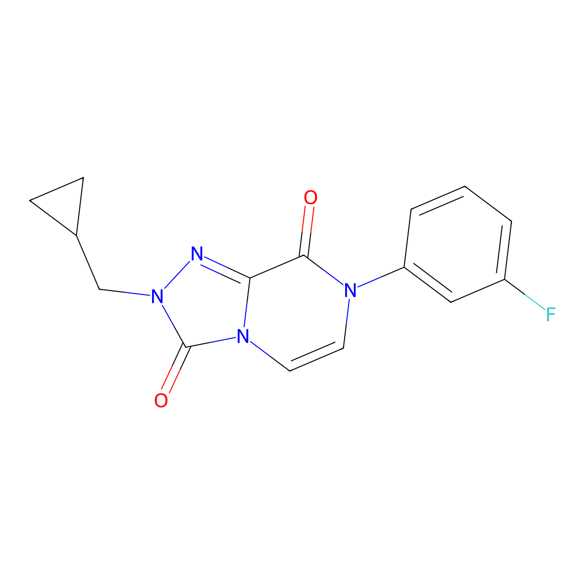 2-(cyclopropylmethyl)-7-(3-fluorophenyl)-2H,3H,7H,8H-[1,2,4]triazolo[4,3-a]pyrazine-3,8-dione molecular structure, CAS 2877765-71-2