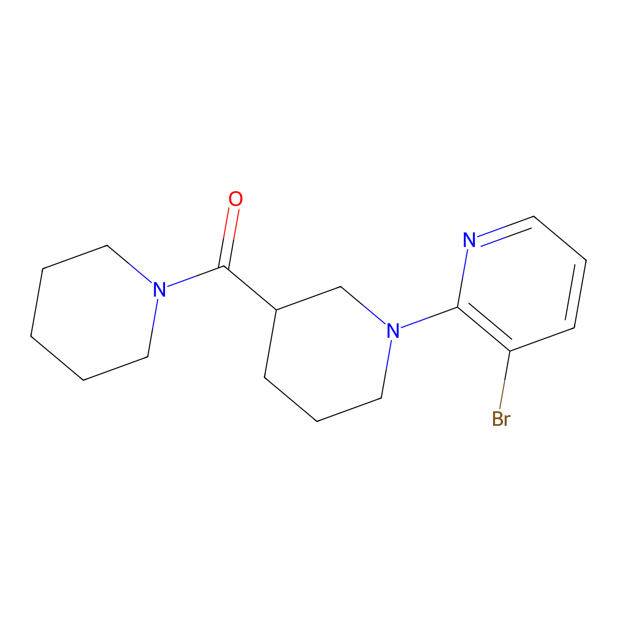 3-Bromo-2-[3-(piperidine-1-carbonyl)piperidin-1-yl]pyridine molecular structure, CAS 2877765-72-3