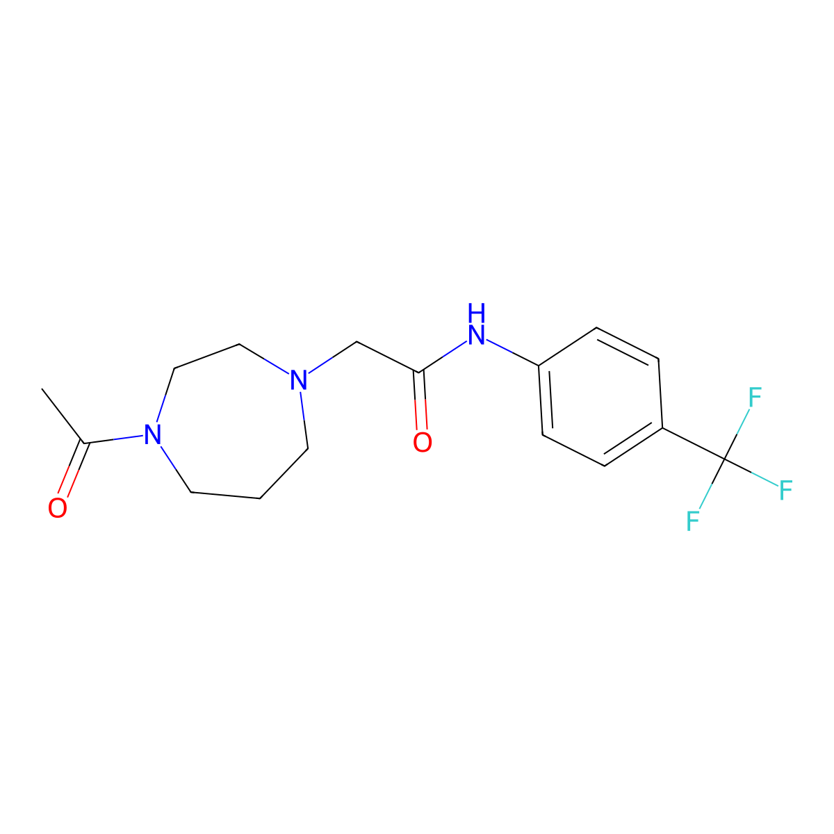 2-(4-acetyl-1,4-diazepan-1-yl)-N-[4-(trifluoromethyl)phenyl]acetamide molecular structure, CAS 2877765-73-4