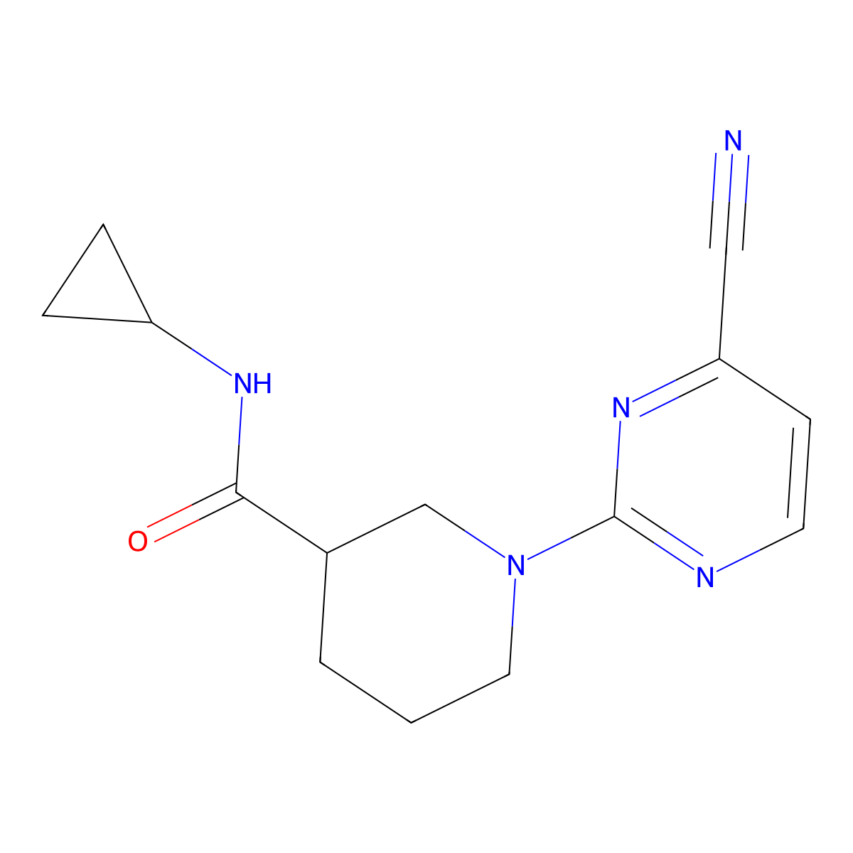 1-(4-cyanopyrimidin-2-yl)-N-cyclopropylpiperidine-3-carboxamide molecular structure, CAS 2877765-78-9
