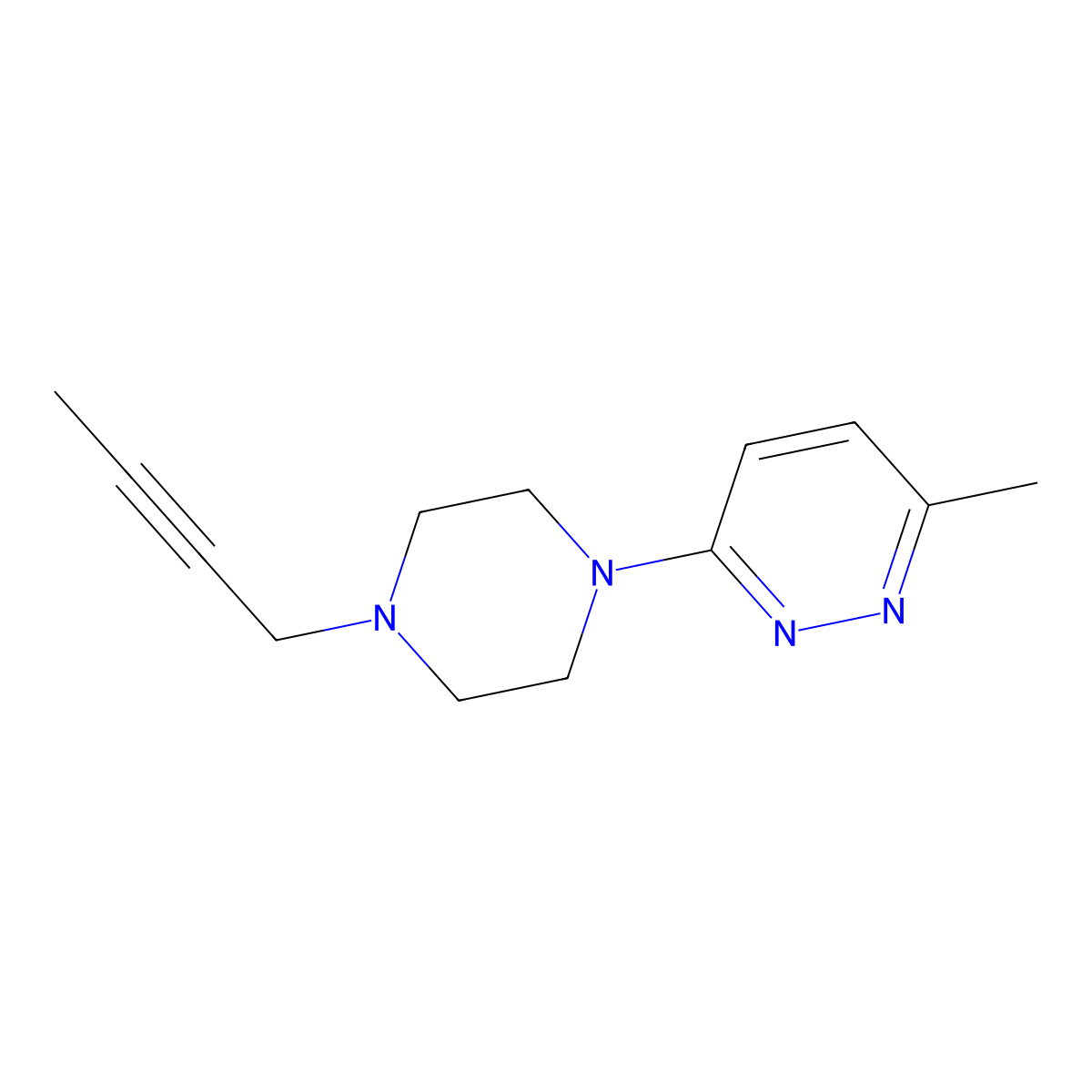 3-[4-(But-2-yn-1-yl)piperazin-1-yl]-6-methylpyridazine molecular structure, CAS 2877765-81-4