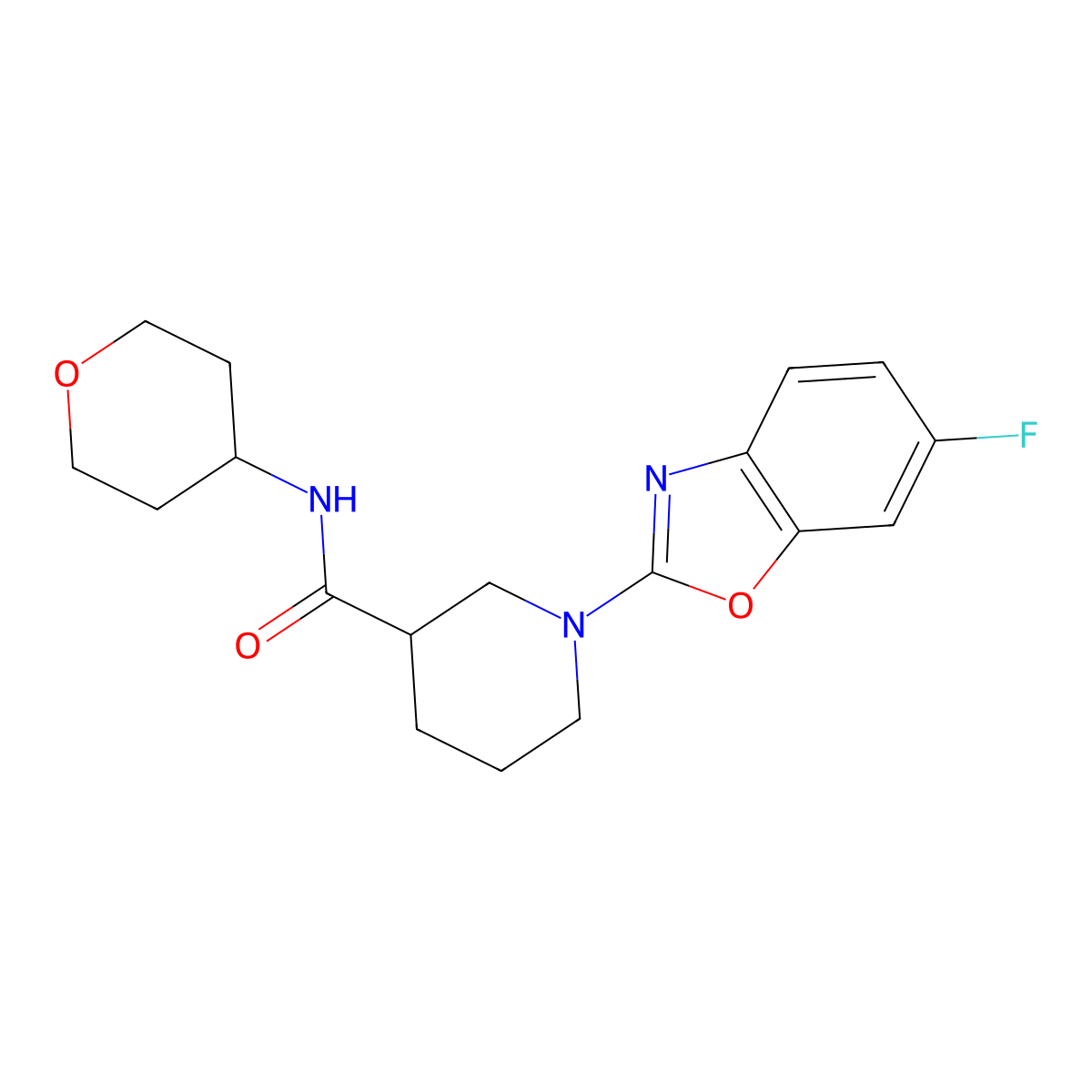 1-(6-fluoro-1,3-benzoxazol-2-yl)-N-(oxan-4-yl)piperidine-3-carboxamide molecular structure, CAS 2877765-82-5
