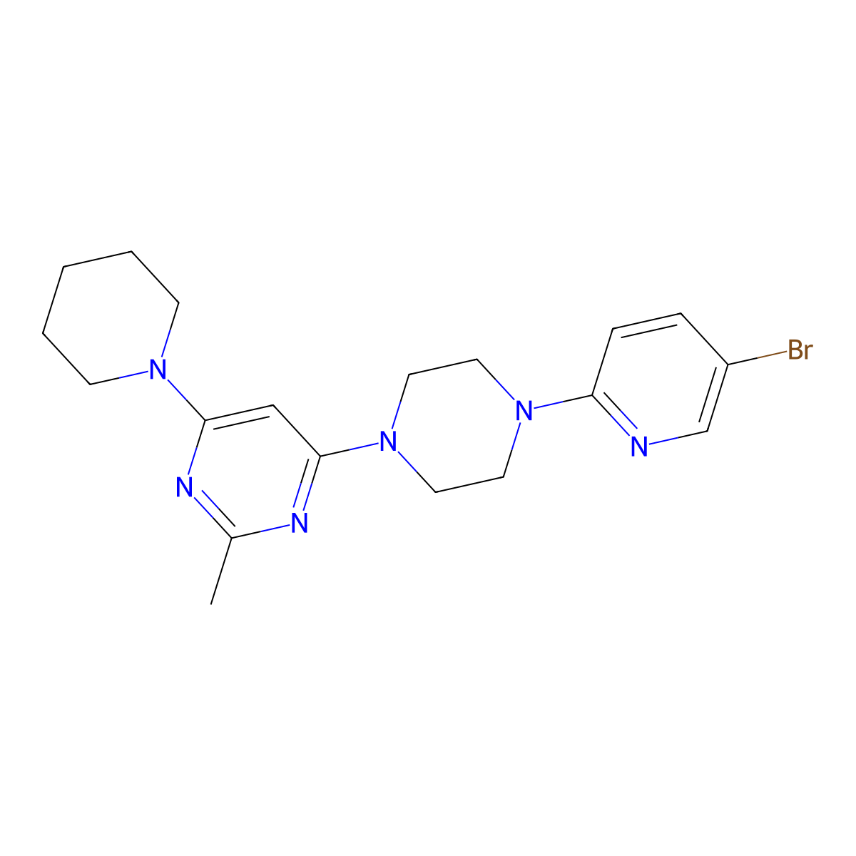 4-[4-(5-Bromopyridin-2-yl)piperazin-1-yl]-2-methyl-6-(piperidin-1-yl)pyrimidine molecular structure, CAS 2877765-87-0