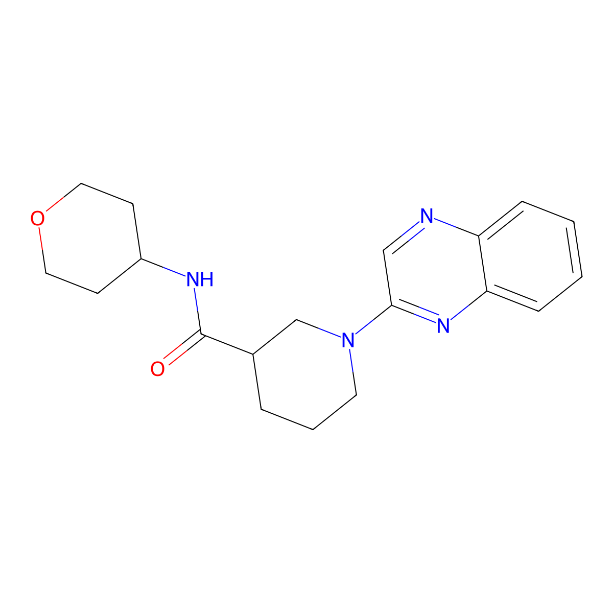 N-(oxan-4-yl)-1-(quinoxalin-2-yl)piperidine-3-carboxamide molecular structure, CAS 2877765-93-8