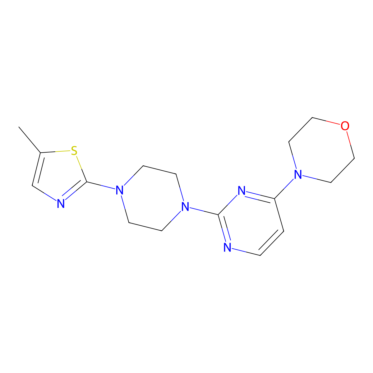 4-{2-[4-(5-Methyl-1,3-thiazol-2-yl)piperazin-1-yl]pyrimidin-4-yl}morpholine molecular structure, CAS 2877765-96-1