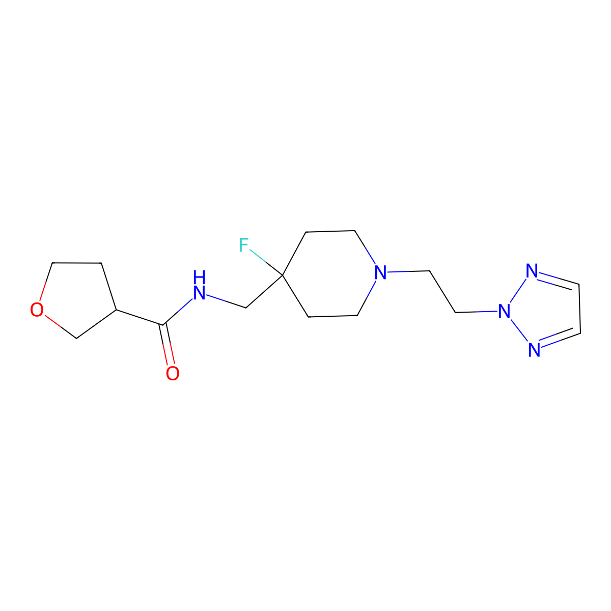 N-({4-fluoro-1-[2-(2H-1,2,3-triazol-2-yl)ethyl]piperidin-4-yl}methyl)oxolane-3-carboxamide molecular structure, CAS 2877766-02-2