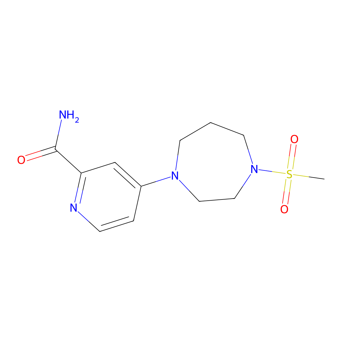 4-(4-Methanesulfonyl-1,4-diazepan-1-yl)pyridine-2-carboxamide molecular structure, CAS 2877766-04-4