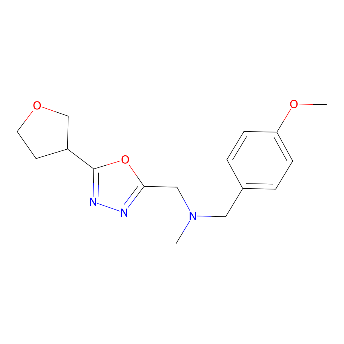 [(4-Methoxyphenyl)methyl](methyl){[5-(oxolan-3-yl)-1,3,4-oxadiazol-2-yl]methyl}amine molecular structure, CAS 2877766-05-5