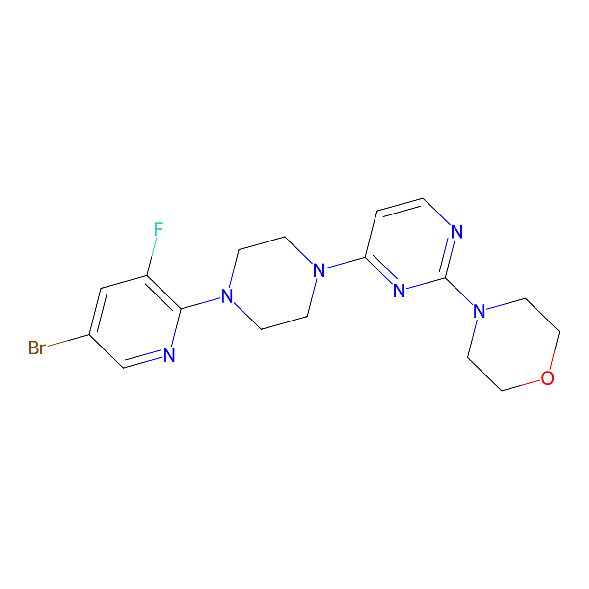 4-{4-[4-(5-Bromo-3-fluoropyridin-2-yl)piperazin-1-yl]pyrimidin-2-yl}morpholine molecular structure, CAS 2877766-15-7