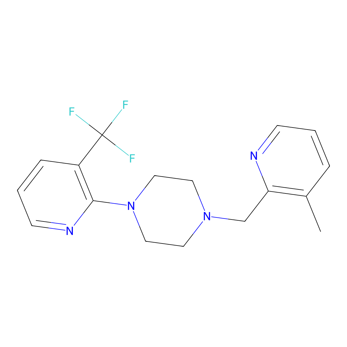 1-[(3-Methylpyridin-2-yl)methyl]-4-[3-(trifluoromethyl)pyridin-2-yl]piperazine molecular structure, CAS 2877766-23-7