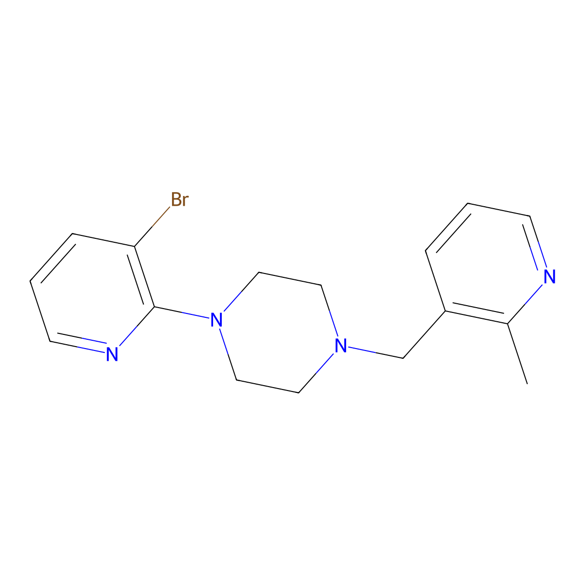1-(3-Bromopyridin-2-yl)-4-[(2-methylpyridin-3-yl)methyl]piperazine molecular structure, CAS 2877766-30-6