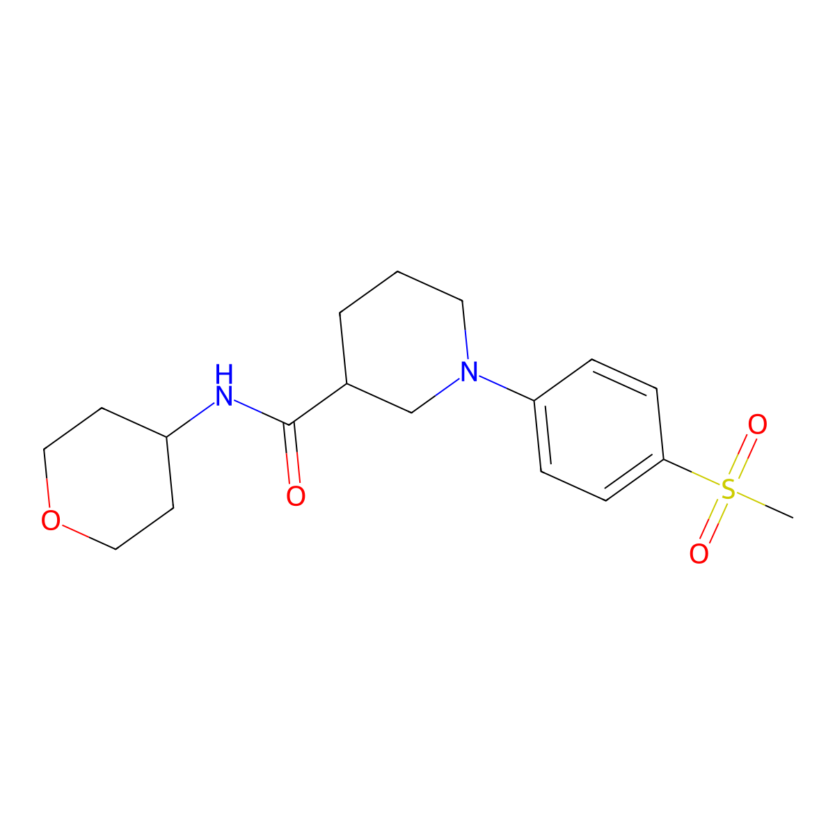 1-(4-methanesulfonylphenyl)-N-(oxan-4-yl)piperidine-3-carboxamide molecular structure, CAS 2877766-37-3