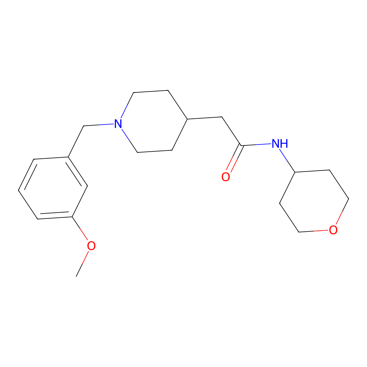 2-{1-[(3-methoxyphenyl)methyl]piperidin-4-yl}-N-(oxan-4-yl)acetamide molecular structure, CAS 2877766-39-5